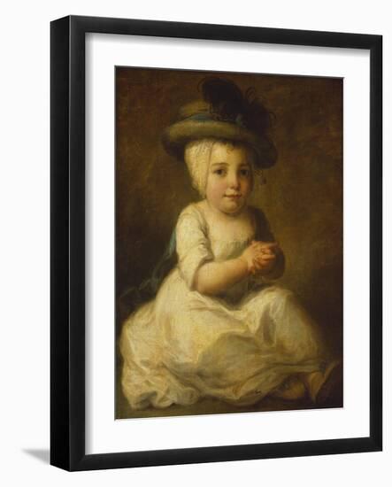 Portrait of Louis Bonomi (1777-1784), Seated Full Length, in a White Dress and Plumed Hat-Angelica Kauffmann-Framed Giclee Print