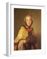 Portrait of Louis-Henriette De Bourbon-Conti, with Muffler-Jean-Marc Nattier-Framed Giclee Print