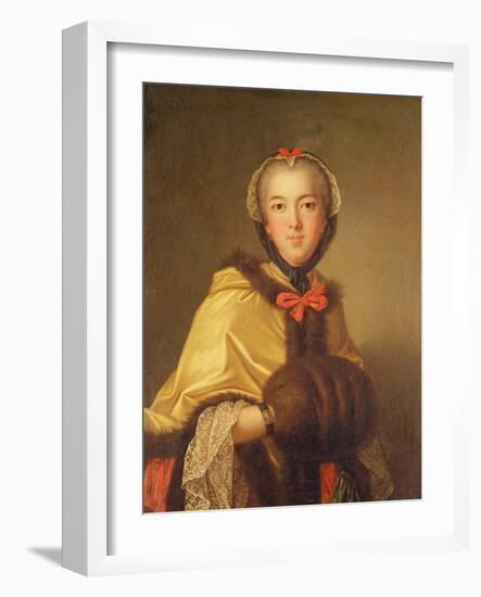 Portrait of Louis-Henriette De Bourbon-Conti, with Muffler-Jean-Marc Nattier-Framed Giclee Print