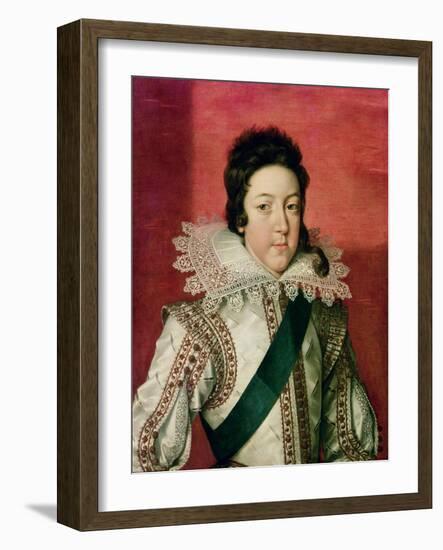 Portrait of Louis Xiii (1601-43) as a Boy, Wearing the Order of the Saint Espirit, C.1616-Frans II Pourbus-Framed Giclee Print