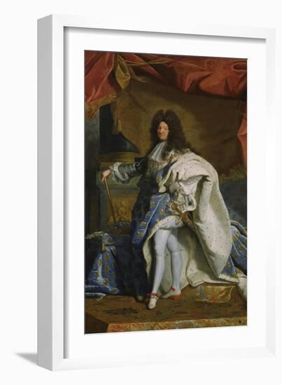 Portrait of Louis XIV, 1701-Hyacinthe Rigaud-Framed Art Print