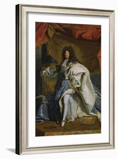 Portrait of Louis XIV, 1701-Hyacinthe Rigaud-Framed Art Print