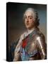 Portrait of Louis XV (1710-1774) in Armor - by Quentin Delatour-null-Stretched Canvas
