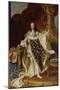 Portrait of Louis XV (1715-74) in His Coronation Robes, 1730-Hyacinthe Rigaud-Mounted Giclee Print