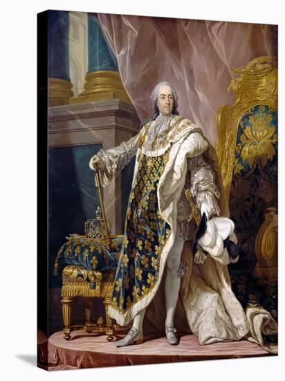 Portrait of Louis XV in His Royal Costume-Louis Michel Van Loo-Stretched Canvas