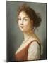 Portrait of Louisa, Queen of Prussia, Bust Length in a Terracotta Dress with White a Pearl Necklace-Elisabeth Louise Vigee-LeBrun-Mounted Giclee Print