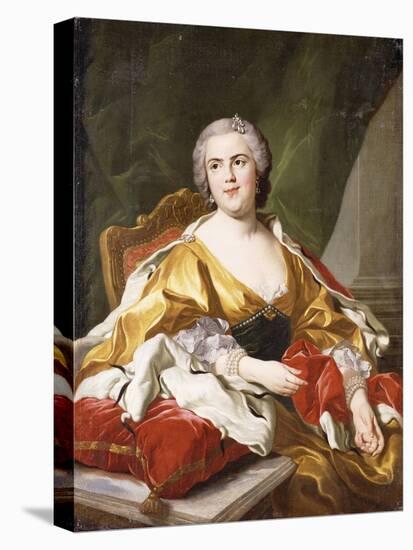 Portrait of Louise Elisabeth De Bourbon, Duchess of Parma, Seated, Three-Quarter Length-Louis Michel Van Loo-Stretched Canvas