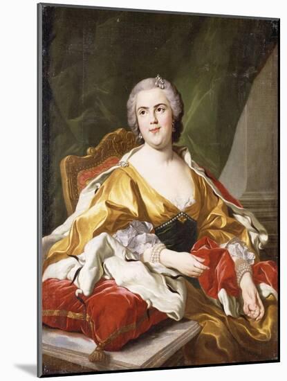 Portrait of Louise Elisabeth De Bourbon, Duchess of Parma, Seated, Three-Quarter Length-Louis Michel Van Loo-Mounted Giclee Print