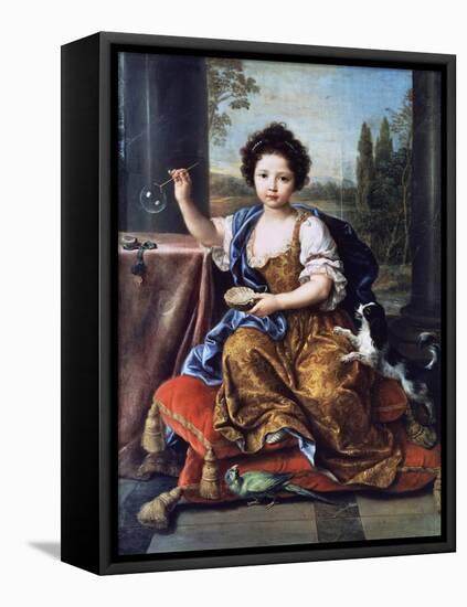 Portrait of Louise Marie Anne De Bourbon or Mademoiselle De Tours (1674-1681)-Pierre Mignard-Framed Stretched Canvas