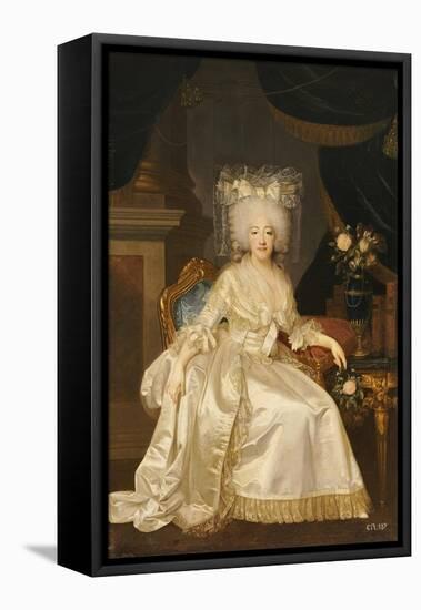 Portrait of Louise Marie Josephine de Savoie, in a White Satin Dress-Joseph Boze-Framed Stretched Canvas