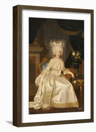 Portrait of Louise Marie Josephine de Savoie, in a White Satin Dress-Joseph Boze-Framed Giclee Print