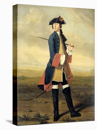 Portrait of Ludolf Backhuysen II, Painter, in the Uniform of the Dragoons-Tibout Regters-Stretched Canvas