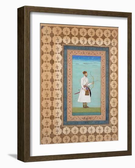 Portrait of Luhrasp Khan, Mughal Dynasty, C.1655–65 (Ink, W/C and Gold on Paper)-null-Framed Giclee Print