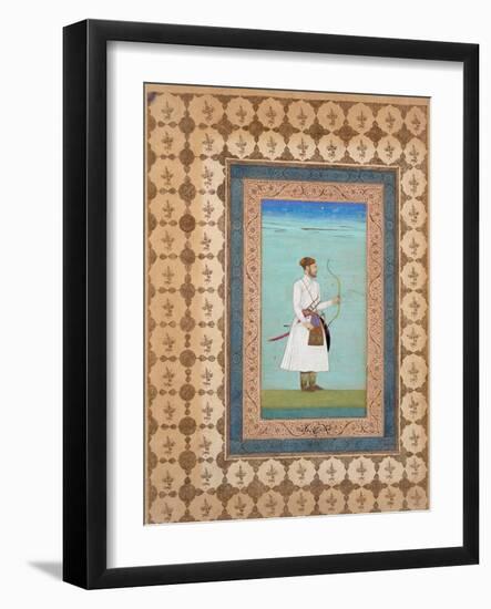 Portrait of Luhrasp Khan, Mughal Dynasty, C.1655–65 (Ink, W/C and Gold on Paper)-null-Framed Giclee Print