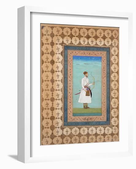 Portrait of Luhrasp Khan, Mughal Dynasty, C.1655–65 (Ink, W/C and Gold on Paper)-null-Framed Giclee Print