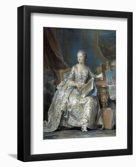 Portrait of Madame De Pompadour by Maurice Quentin Delatour-null-Framed Giclee Print