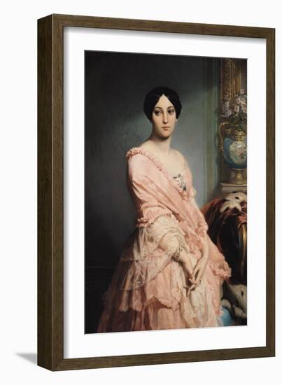 Portrait of Madame F, 1850-51-Louis Edouard Dubufe-Framed Giclee Print