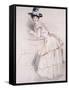 Portrait of Madame Helleu Leaning on a Table-Paul Cesar Helleu-Framed Stretched Canvas