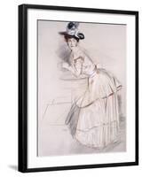 Portrait of Madame Helleu Leaning on a Table-Paul Cesar Helleu-Framed Giclee Print