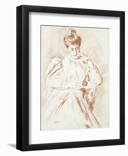 Portrait of Madame Helleu, Reading-Paul Cesar Helleu-Framed Giclee Print