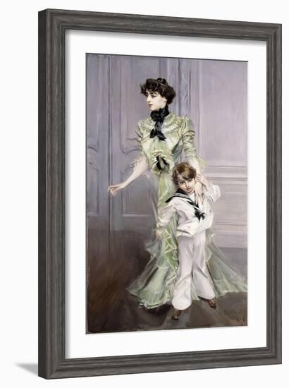 Portrait of Madame Hugo, and Her Son, 1924-Giovanni Boldini-Framed Giclee Print