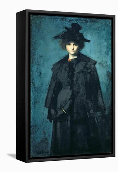 Portrait of Madame Laura Leroux-Jean-Jacques Henner-Framed Stretched Canvas