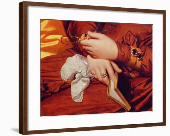 Portrait of Madame Marcotte, Detail of Her Hands, 1826 (Detail)-Jean-Auguste-Dominique Ingres-Framed Giclee Print