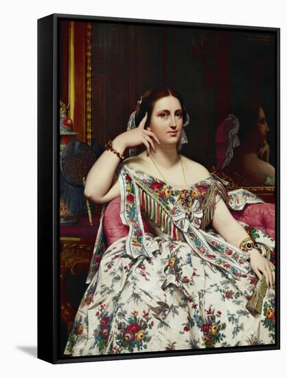 Portrait of Madame Moitessier-Jean-Auguste-Dominique Ingres-Framed Stretched Canvas