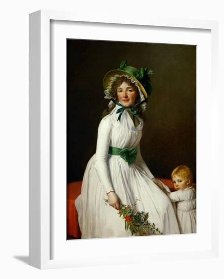 Portrait of Madame Pierre Seriziat and Her Son, Emile-Jacques Louis David-Framed Giclee Print