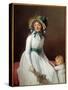 Portrait of Madame Seriziat, Sister of the Wife of the Artist with Her Son Emile Painting by Jacque-Jacques Louis David-Stretched Canvas