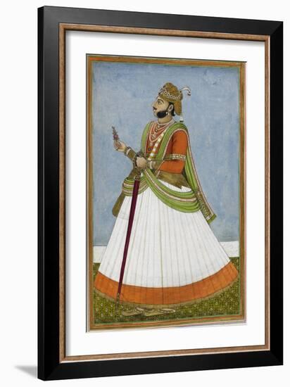 Portrait Of Maharaja Jagat Singh Of Jaipur (R.1803-1818)-null-Framed Giclee Print