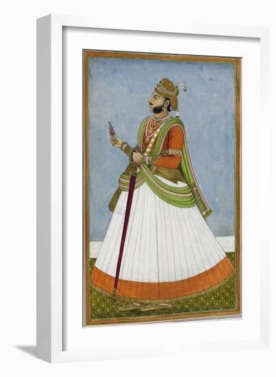 Portrait Of Maharaja Jagat Singh Of Jaipur (R.1803-1818)-null-Framed Giclee Print