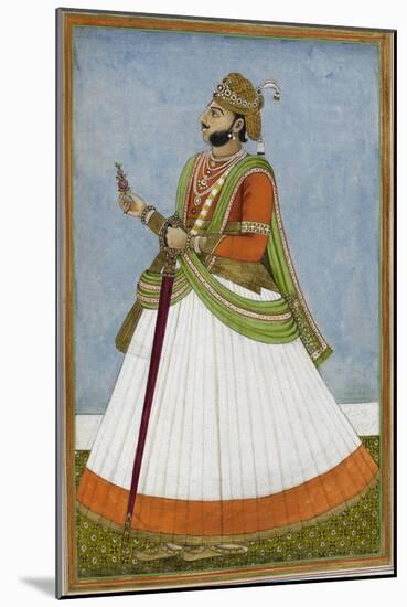 Portrait Of Maharaja Jagat Singh Of Jaipur (R.1803-1818)-null-Mounted Giclee Print