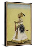 Portrait Of Maharaja Ratan Singh Of Bikaner (R.1831-1852)-null-Framed Stretched Canvas