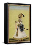 Portrait Of Maharaja Ratan Singh Of Bikaner (R.1831-1852)-null-Framed Stretched Canvas