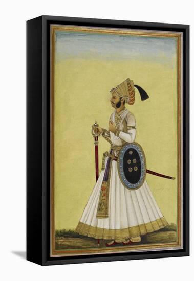 Portrait Of Maharaja Ratan Singh Of Bikaner (R.1831-1852)-null-Framed Stretched Canvas