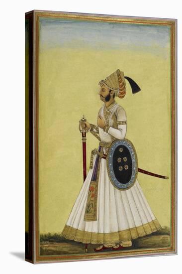 Portrait Of Maharaja Ratan Singh Of Bikaner (R.1831-1852)-null-Stretched Canvas