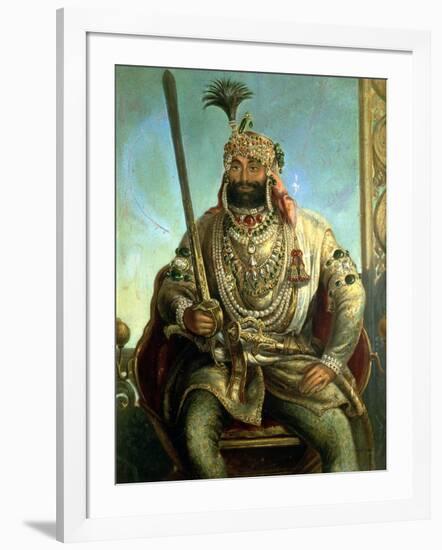 Portrait of Maharaja Sher Singh, in Regal Dress, C.1850-August Theodor Schoefft-Framed Giclee Print