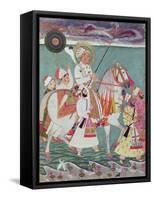 Portrait of Maharajah Ajit Singh of Jodhpur (1678-1724) (Gouache on Paper)-Indian-Framed Stretched Canvas