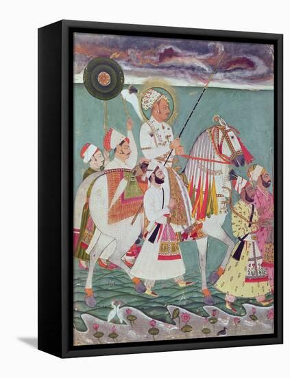 Portrait of Maharajah Ajit Singh of Jodhpur (1678-1724) (Gouache on Paper)-Indian-Framed Stretched Canvas