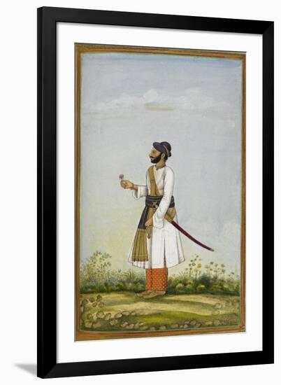 Portrait Of Maharav Raja Bakhtavar Singh Of Alwar (R.1790-1815)-null-Framed Giclee Print