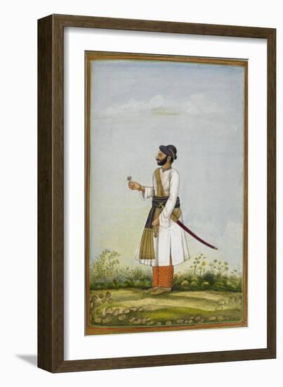 Portrait Of Maharav Raja Bakhtavar Singh Of Alwar (R.1790-1815)-null-Framed Giclee Print