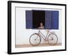 Portrait of Man Looking Out of Window, Vang Vieng, Laos-Ian Trower-Framed Photographic Print