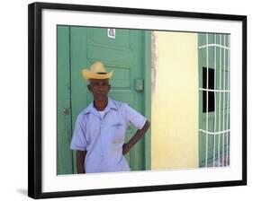 Portrait of Man, Old Colonial Village, Trinidad, Cuba-Bill Bachmann-Framed Photographic Print