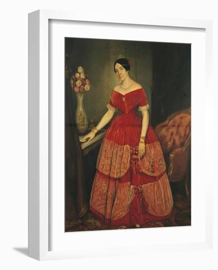 Portrait of Manuelita Rosas, Daughter of Argentine Dictator Juan Manuel De Rosas, 1851-Prilidiano Pueyrredon-Framed Giclee Print