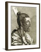 Portrait of Maori Man with Moko-null-Framed Giclee Print