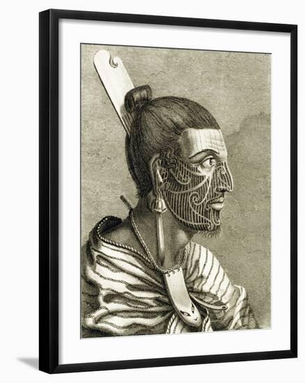 Portrait of Maori Man with Moko-null-Framed Giclee Print