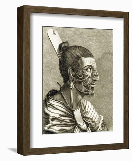 Portrait of Maori Man with Moko-null-Framed Giclee Print