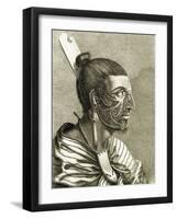 Portrait of Maori Man with Moko-null-Framed Giclee Print