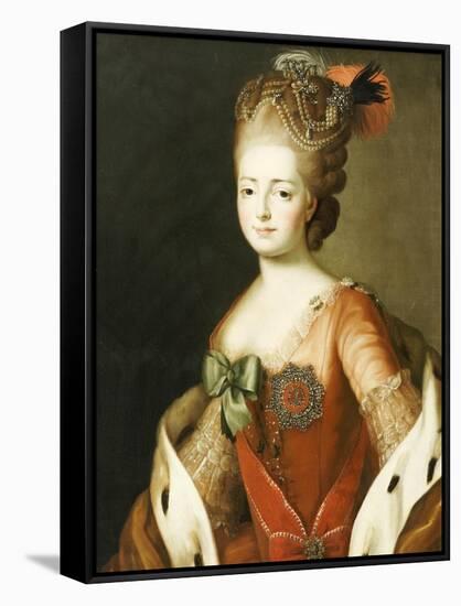 Portrait of Maria Fedorovna, Wife of Grand Duke Paul Petrovich (Future Tsar Paul I)-Alexander Roslin-Framed Stretched Canvas